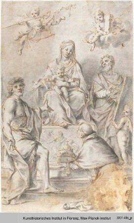 Thronende Madonna mit Kind und Heiligen