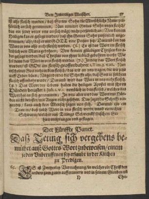 Der Fünffte Punct. Dass Teting sich vergebens bemühet auss Gottes Wort zubeweisen/ ...