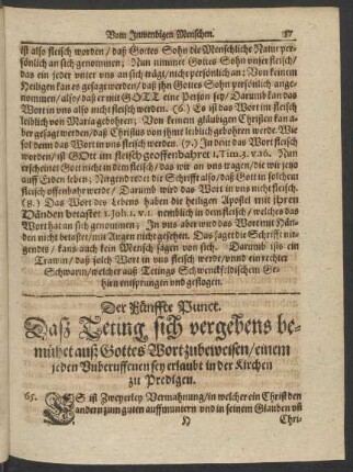 Der Fünffte Punct. Dass Teting sich vergebens bemühet auss Gottes Wort zubeweisen/ ...