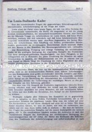 Kommunistische Tarnschrift in neutralem Umschlag mit Beiträgen verschiedener Autoren zum Kampf gegen den Faschismus