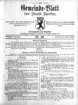 1919,16: Nr. 16, 20. April 1919