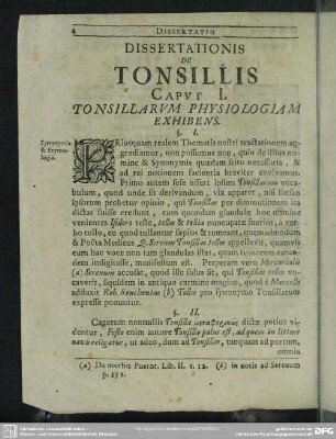 Caput I. Tonsillarum Physiologiam Exhibens