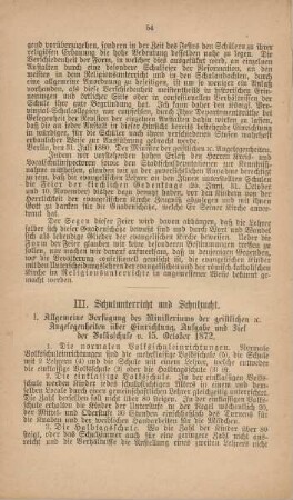 III. Schulunterricht und Schulzucht