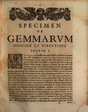 Specimen de gemmarum origine et virtute