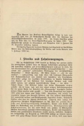 I. Streiks und Lohnbewegungen.