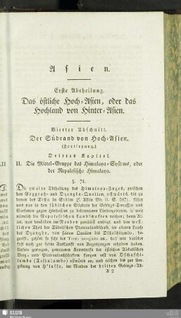 Erste Abtheilung. Das östliche Hoch-Asien, oder das Hochland von Hinter-Asien