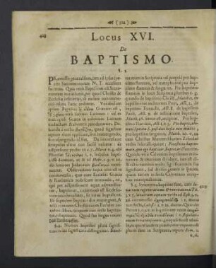 Locus XVI. De baptismo.