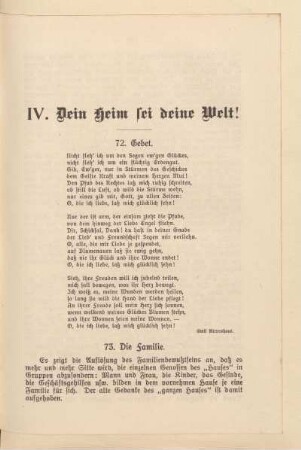 IV. Dein Heim sei deine Welt!
