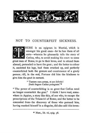 Not To Counterfeit Sickness