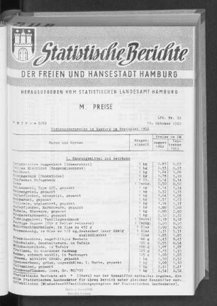 Verbraucherpreise in Hamburg im September 1962 : Lfd. Nr. 32