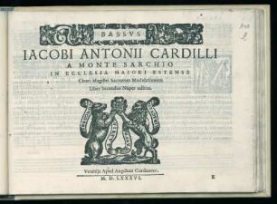 Giacomo Antonio Cardillo: Sacrarum modulationum. Liber secundus. Bassus