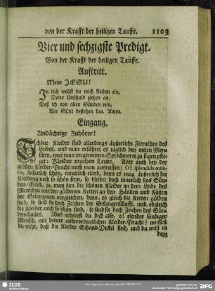 Vier und sechzigste Predigt. Von der Krafft der heiligen Tauffe