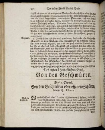 Des ersten Theils fünftes Buch. Von den Geschwüren.