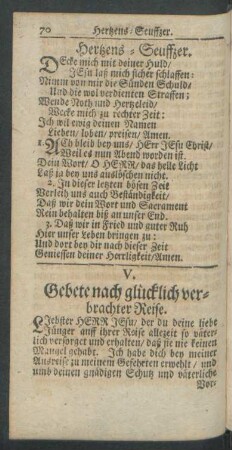 V. Gebete nach glücklich verbrachter Reise.