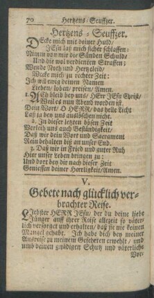 V. Gebete nach glücklich verbrachter Reise.