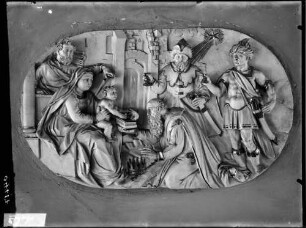 Jungingen Katholische Pfarrkirche Sankt Sylvester Nördlicher Seitenaltar Relief Anbetung der Könige (um 1592) Virgil Moll