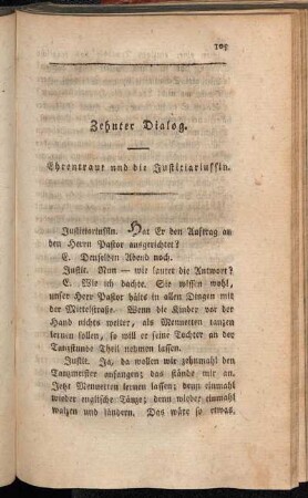 Zehnter Dialog. Ehrentraut und die Justitiariussin.