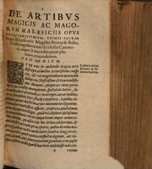Malleorum quorundam maleficarum, tam veterum quam recentiorum authorum, tomi duo. 2., Bernhardi Basin Opusculum de artibus Magicis ...