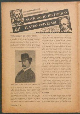 Noticiario histórico del teatro universal : Para "Máscara"