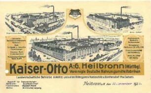 Zeugnis für Odette Rentschler auf Briefbogen der Fa. Kaiser-Otto A.-G. Vereinigte Nahrungsmittelfabriken mit Firmenansicht