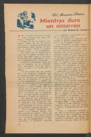 Mientras dura un cimarrón : El momento político