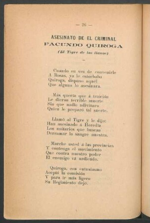 Asesinato de el criminal Facundo Quiroga : (El Tigre de los Llanos)