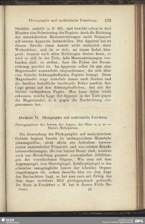 Abschnitt VI. Photographie und medicinische Forschung.