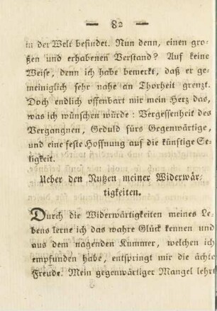 Ueber den Nutzen meiner Widerwärtigkeiten