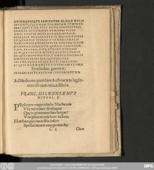Ad Medicum quendam Austriacum lugentem obitum unicae filiolae.