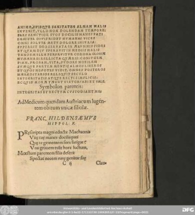 Ad Medicum quendam Austriacum lugentem obitum unicae filiolae.
