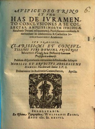 Avspice Deo Trino Et Vno: Has De Ivramento Conclusiones