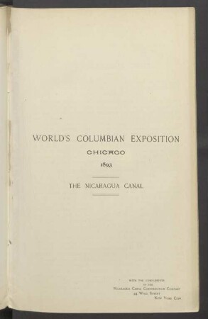 World Columbian Exposition Chicago 1893 - The Nicaragua Canal