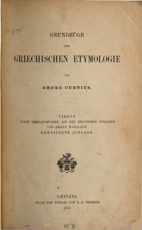 Grundzüge der griechischen Etymologie