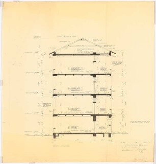 Gartenanlage Verbandsberufsschule, Grevenbroich: Berufsschulgebäude, Schnitt Hauptgebäude 1:50