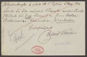 Brief an B. Schott's Söhne : 06.08.1902