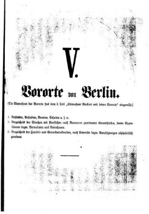 V. Vororte von Berlin