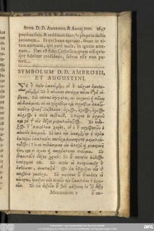 Symbolum D. D. Ambrosii, Et Augustini.