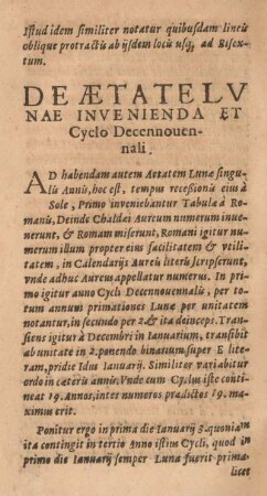 De ætate lvnae invenienda et cyclo decennouennali.