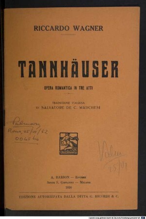 Tannhäuser ovvero la lotta dei bardi al castello di Varteburgo