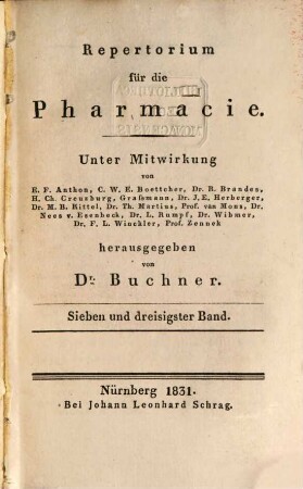 Repertorium für die Pharmacie, 37. 1831