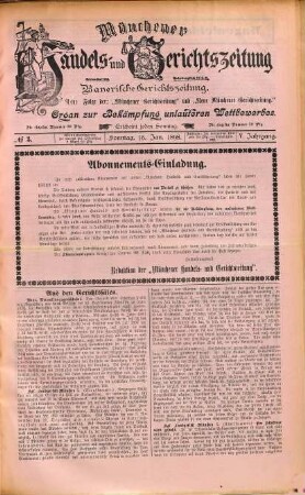 Münchener Handels- und Gerichtszeitung : Organ zur Wahrung der Interessen der Geschäftswelt. 1898 = Jg. 5