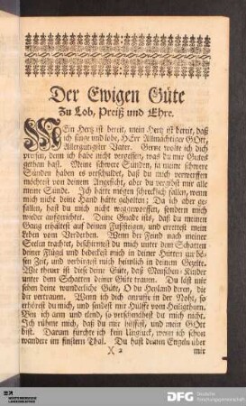 Der Ewigen Güte Zu Lob, Preiß und Ehre.