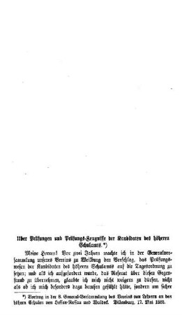Über Prüfungen und Prüfungs-Zeugnisse der Kandidaten des höheren Schulamts
