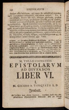 228-278, M. Tullii Ciceronis Epistoloarum Ad Diversos. Liber VI.