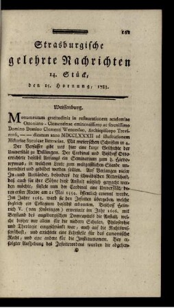 14. Stück, den 15. Hornung, 1783.