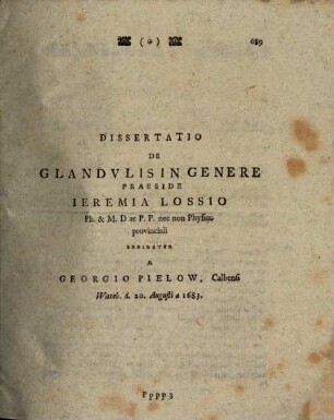 Diss. de glandulis in genere : [Witeb. 1683]