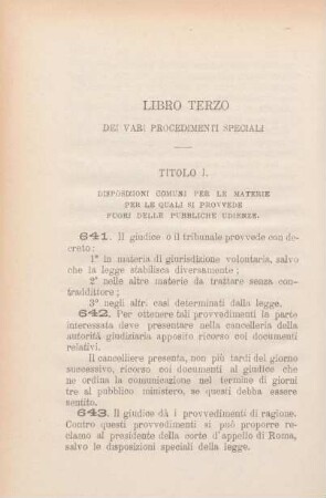 Libro Terzo dei vari procedimenti speciali