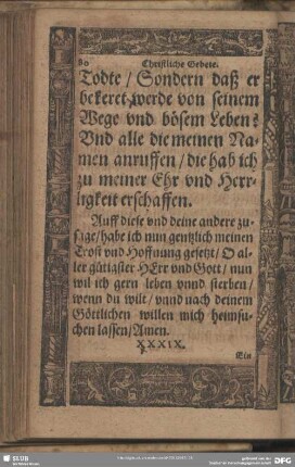 XXXIX. Ein ander kurtz, aber krefftiges Gebet, umb vergebung der Sünden