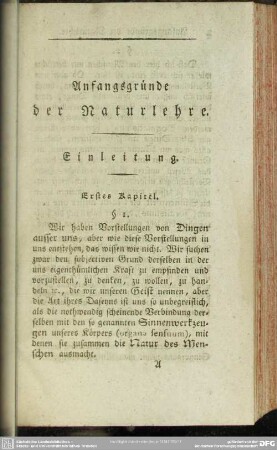 Einleitung. Erstes Kapitel