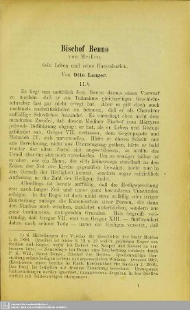Bischof Benno von Meißen : sein Leben und seine Kanonisation